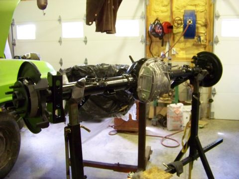 1999 Mercury Grand Marquis - Rear axle assembly on stands, likely for a differential rebuild project.