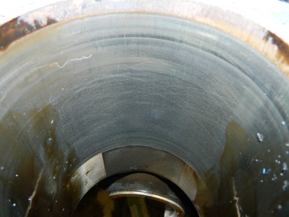 Cylinder wall with visible scoring and oil residue