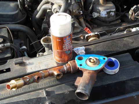 1983 Ford Bronco - After soldering the lowest joint back together, I added the hose barb at the top (lower left in the pic) that I've been doing without for s…