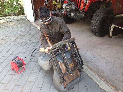 1979 Ford Bronco - cutting off the old seat brackets