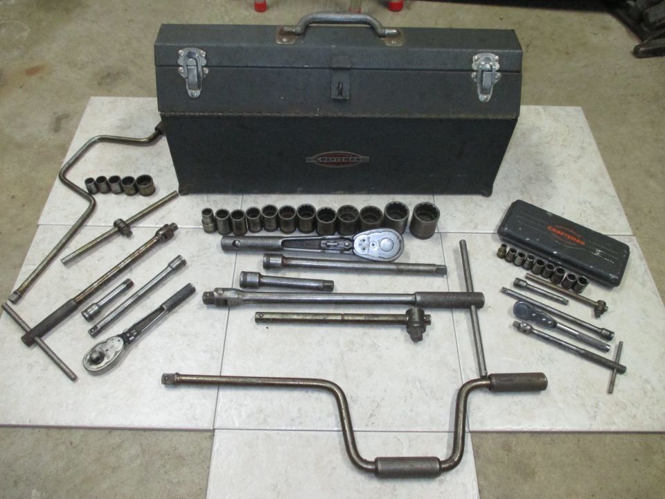Toolbox with socket set, ratchets, and extensions