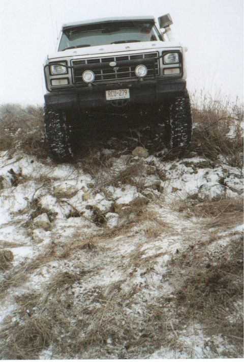 1980 Ford Bronco - Slippery when snowy. The angle makes my truck look huge!