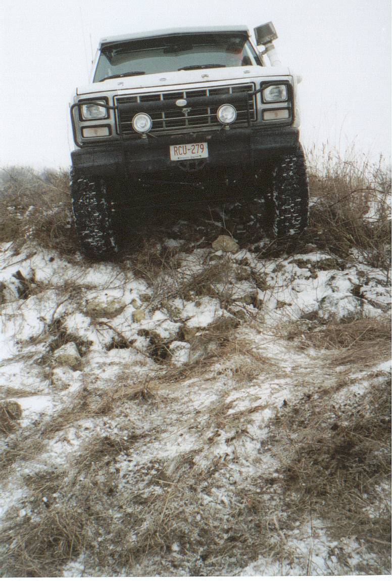 Slippery when snowy.  The angle makes my truck look huge!
