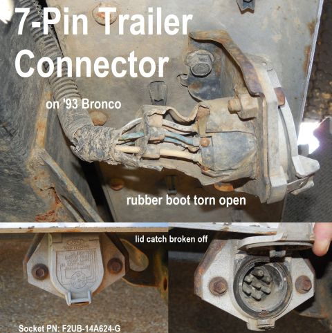 1983 Ford Bronco - 7-Pin Trailer Connector on '93 EB Bronco IF THE IMAGE IS TOO SMALL, click it. Note that socket with round pins uses a different pinout than…