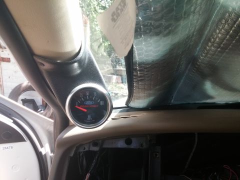 2000 Mercury Grand Marquis - Interior shot showing a Ford Racing gauge installed on the dashboard pillar.