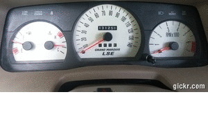 2000 Mercury Grand Marquis - The dashboard gauges show the vehicle's mileage and model designation.