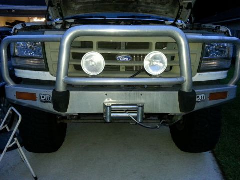 1992 Ford Bronco - Everything mounted back up. I'm guessing the original TJM fairleads used 4 bolts..this one only uses 2 and is a bit lower than I'd like. I…