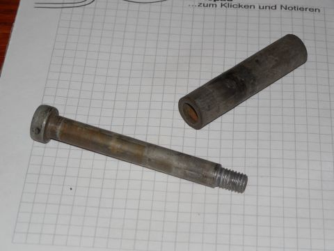 1983 Ford Bronco - Type 3 Bronco Swingaway Spare Carrier Strike Bolt & Sleeve Bolt: T40 in 15mm round head 6.2mm thick, 69mm shank 9.2mm, threaded M8x1.25-11m…