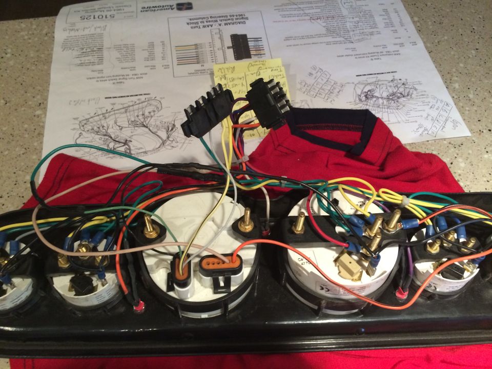 1965 Mustang MP Products Gauge set wired in with AAW connectors