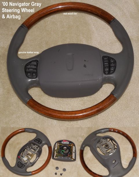 1983 Ford Bronco - 2000 Navigator wood & leather Steering Wheel and Airbag IF THE IMAGE IS TOO SMALL, click it for more detail.