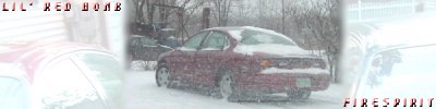 1997 Ford Taurus - A red sedan is parked in a snowy outdoor scene, with another vehicle partially visible.