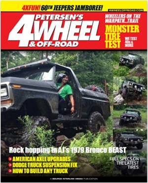 1979 Ford Bronco - This magazine cover features a 1979 Ford Bronco tackling rough terrain, with smaller inset photos showing other off-road vehicles.