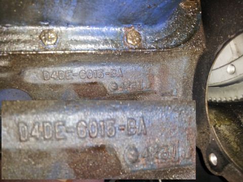1968 Ford Mustang - Close-up of an engine block casting showing part numbers and casting marks.