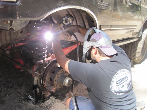 1989 Ford Bronco - Welding repairs being performed on the suspension of a 1989 Ford Bronco.