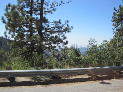 1989 Ford Bronco - View of a mountainous area with trees and a guardrail, likely from a moving vehicle.