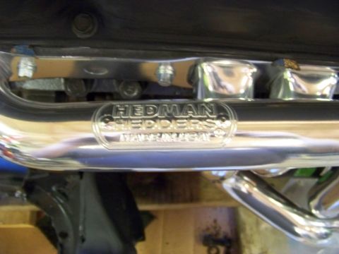 1974 Dodge Challenger - Close-up of a Hedman Hedders exhaust manifold, indicating it was manufactured in the USA.