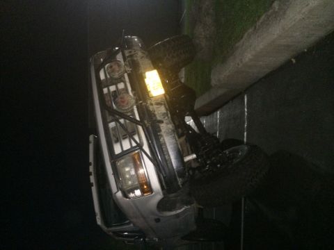 1994 Ford Bronco - This 1994 Ford Bronco appears to have overturned on its side.