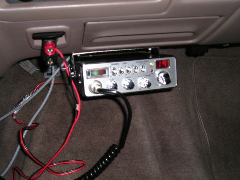 1996 Ford Bronco - CB radio installed in vehicle interior, showing the unit and its wiring.