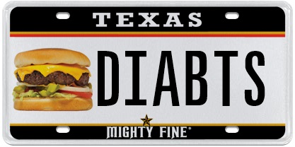 2000 Mercury Grand Marquis - Texas license plate a hamburger and the personalized text DIABTS.