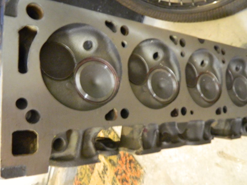 engine cylinder head with valves visible