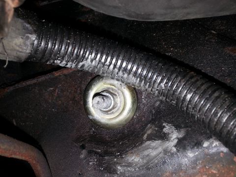1986 Chrysler Fifth Avenue - Got the new urethane stem or bayonet bushings installed. Here is the one under the fuel pump on the passengers side. Note the bayonet stud…
