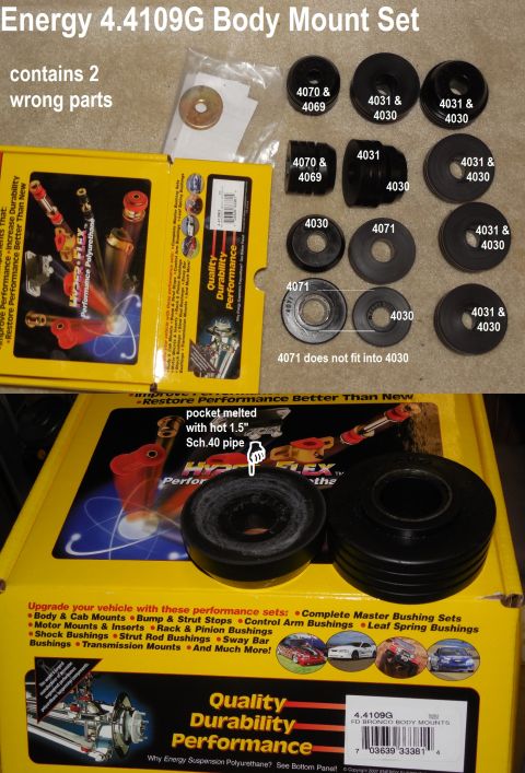 1993 Ford Bronco - Energy 4.4109 Body Mount Kit contains 8x 4030 bushings which fit the 6x 4031s, but none to fit the 2x 4071 bushings. IF THE IMAGE IS TOO SM…