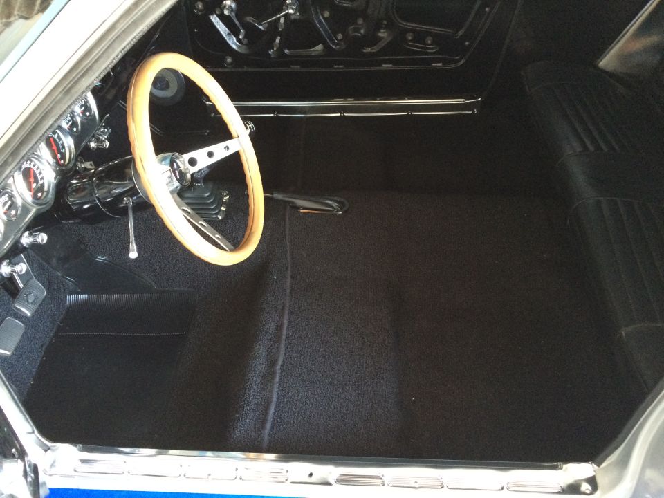 1965 Mustang AAC Black 80/20 install with 1 piece convertible style seat pan