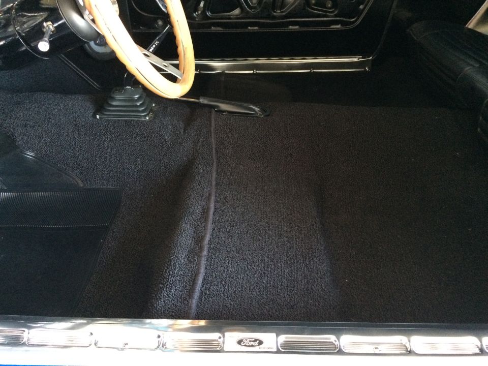 1965 Mustang AAC Black 80/20 install with 1 piece convertible style seat pan