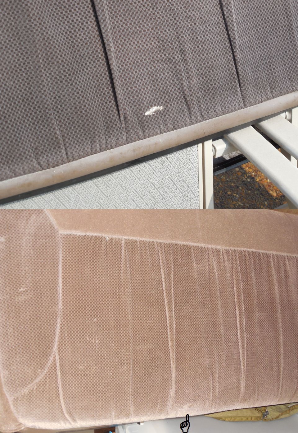 The seatback had a similar spot of gold paint, but it's gone now.