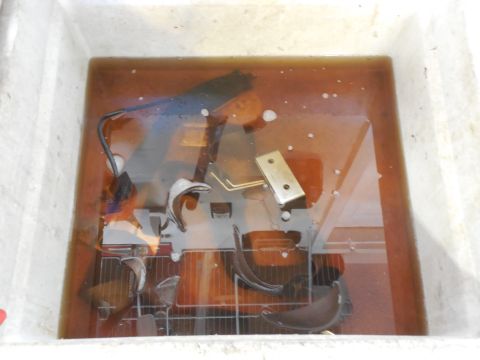 1983 Ford Bronco - The last things to clean are the belts, and they needed it. This was the first wash, and it almost looks like coffee. The mildew stains did…