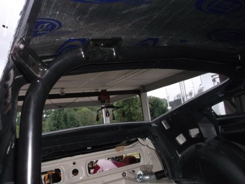 1967 Ford Mustang - Inside roof area insulated & Shelby roll bar fitted.