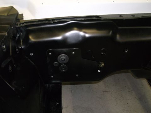 1967 Ford Mustang - Firewall block-off plate prior to A/C installation.
