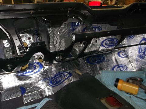 1967 Ford Mustang - Firewall insulated & dash painted.