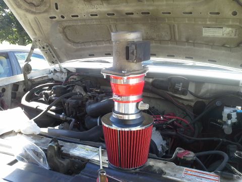 1996 Ford Bronco - Got the maf attached to the adaptor and the air intake temp sensor locked into the bung
