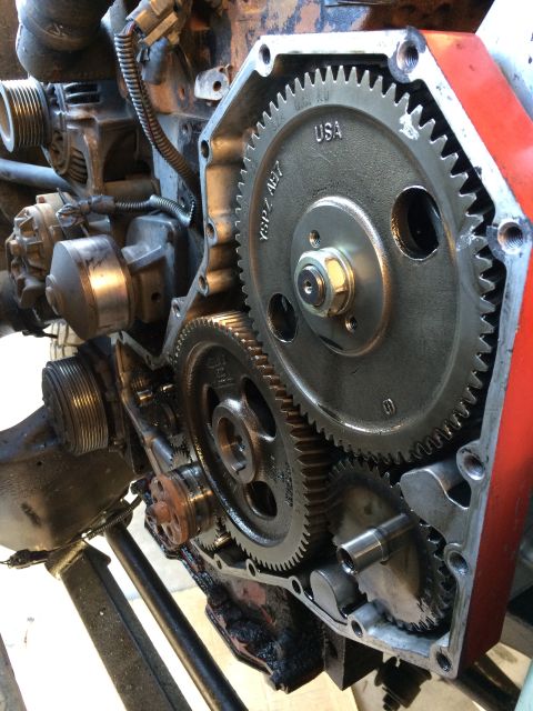1997 Dodge 3500 - Close-up view of internal engine gears, with "USA" visible on one component.