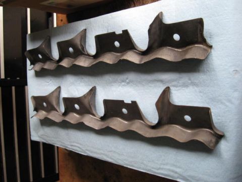 1963 Ford Galaxie - Two sets of metal valve covers are laid out on a blue cloth, ready for installation or cleaning.