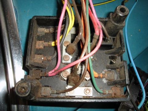 1967 Pontiac Grand Prix - Automotive fuse box with numerous wires, showing signs of rust and age.