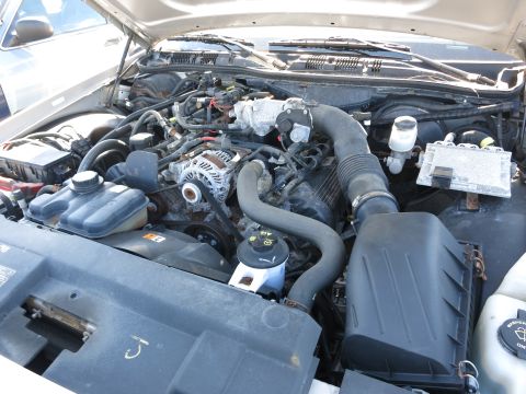 2001 Ford Crown Victoria - Engine bay of a 2001 Ford Crown Victoria, showing the V8 engine and associated components.