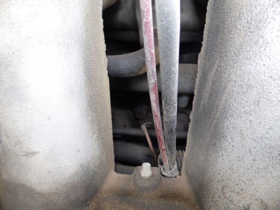 Close-up of engine bay cables in a 1989 Ford Bronco