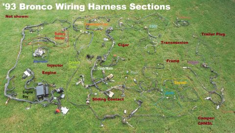 1983 Ford Bronco - '93 Bronco XLT 5.8L E4OD Wiring Harness Sections IF THE IMAGE IS TOO SMALL, click it. The 8 missing sections are: - engine - injector - tra…