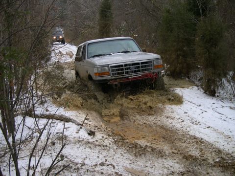 1995 Ford Bronco - Playing around on the local trails after a rare snowfall in Charlotte.