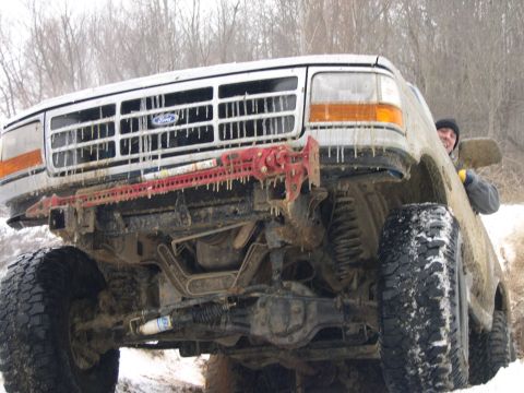 1995 Ford Bronco - This 1995 Ford Bronco is equipped with a Hi-Lift jack for off-road recovery in snowy conditions.