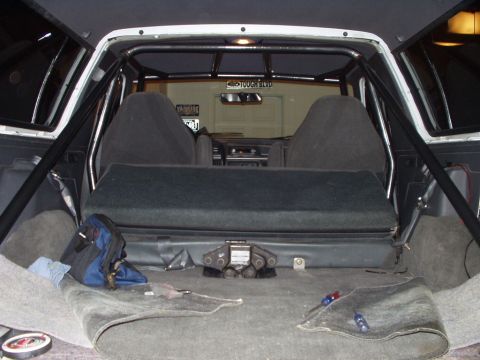 1993 Ford Bronco - Custom roll cage installed in the rear interior of a 1993 Ford Bronco.