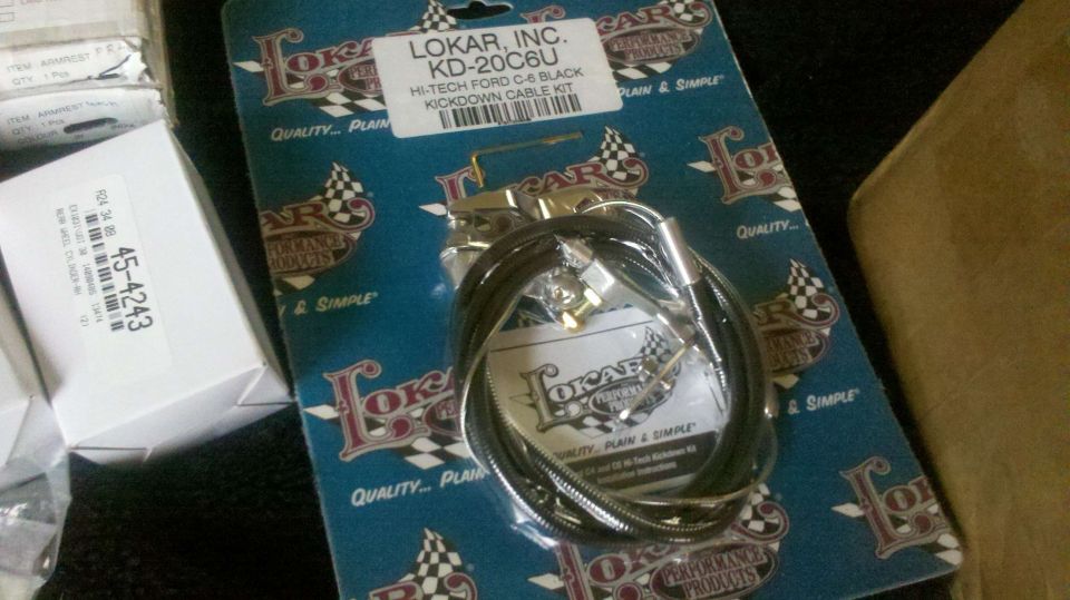 Lokar Inc. kickdown cable kit for Ford C-6 transmission, packaged