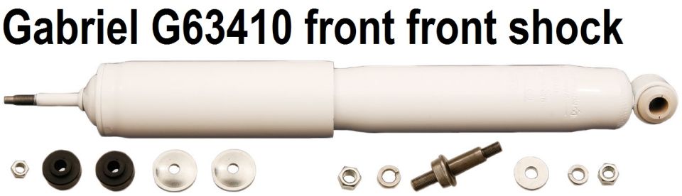 Gabriel G63410 front shock absorber with mounting hardware on white background