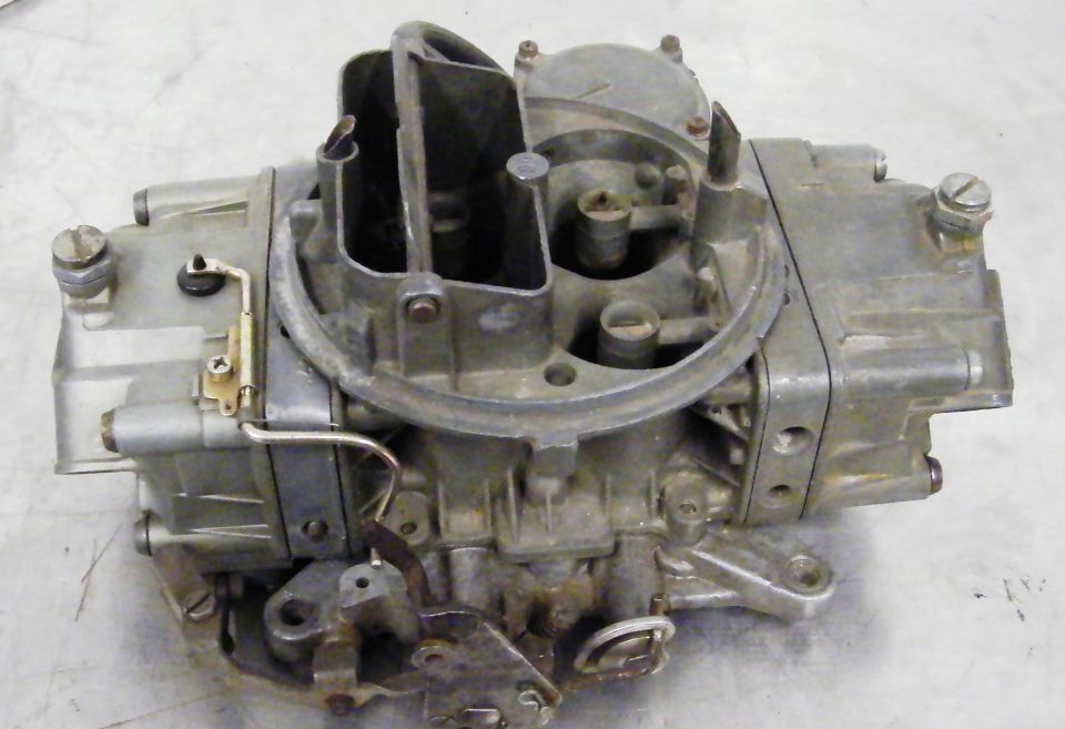 Close-up of a Holley carburetor, a common engine part