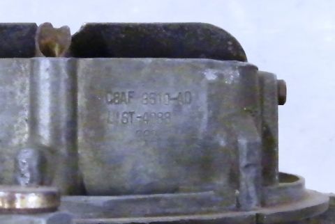 1968 Mercury Cougar - Carburetor part with stamped identification numbers visible.