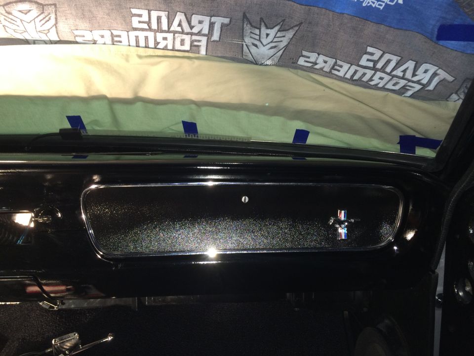 1965 Mustang glove box lid installed