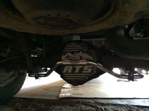 1997 Dodge 3500 - Rear differential with ATS sway bar installed, a mountain graphic.