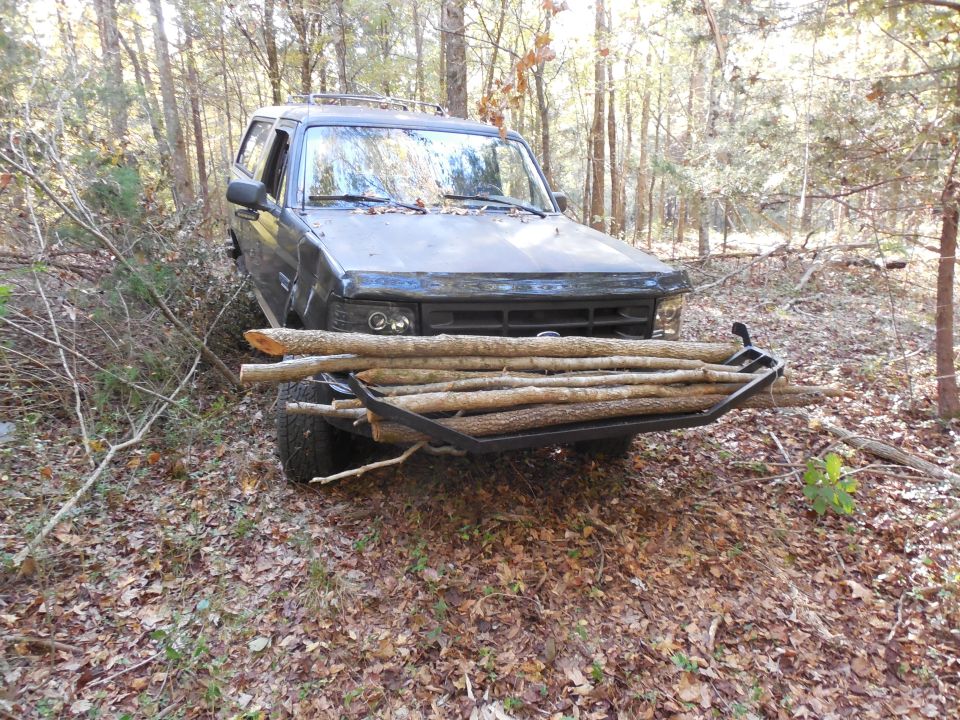 This was a light load.  The grille guard will carry MUCH more weight.

(It also makes a reasonably-comfortable toilet seat.)